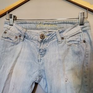 Seductions Capri Light Denim Blue Ripped Jeans Pants - Size 1